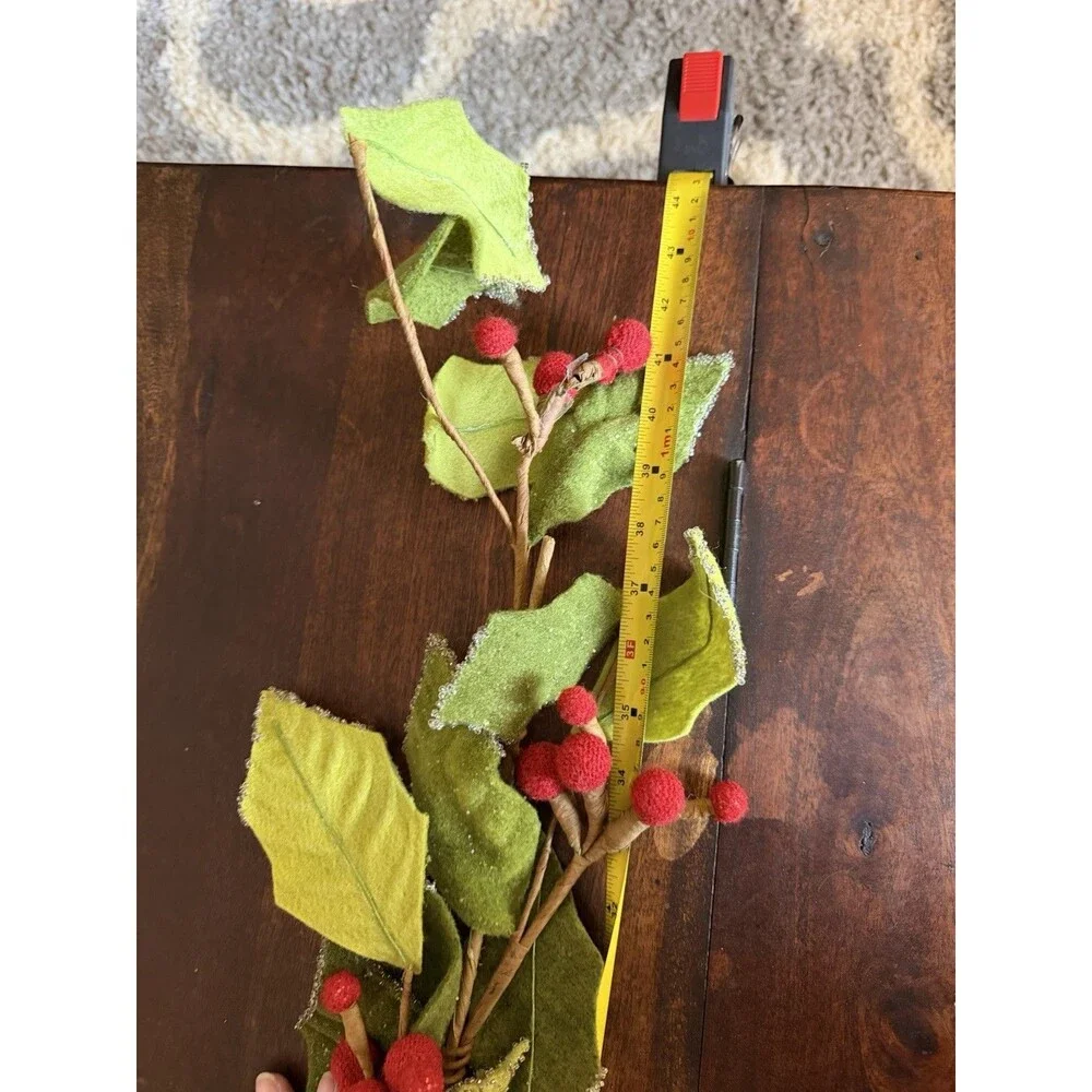4 Feet Felt Berry Holly Garland Christmas Holiday Decor Decoration Set of 5